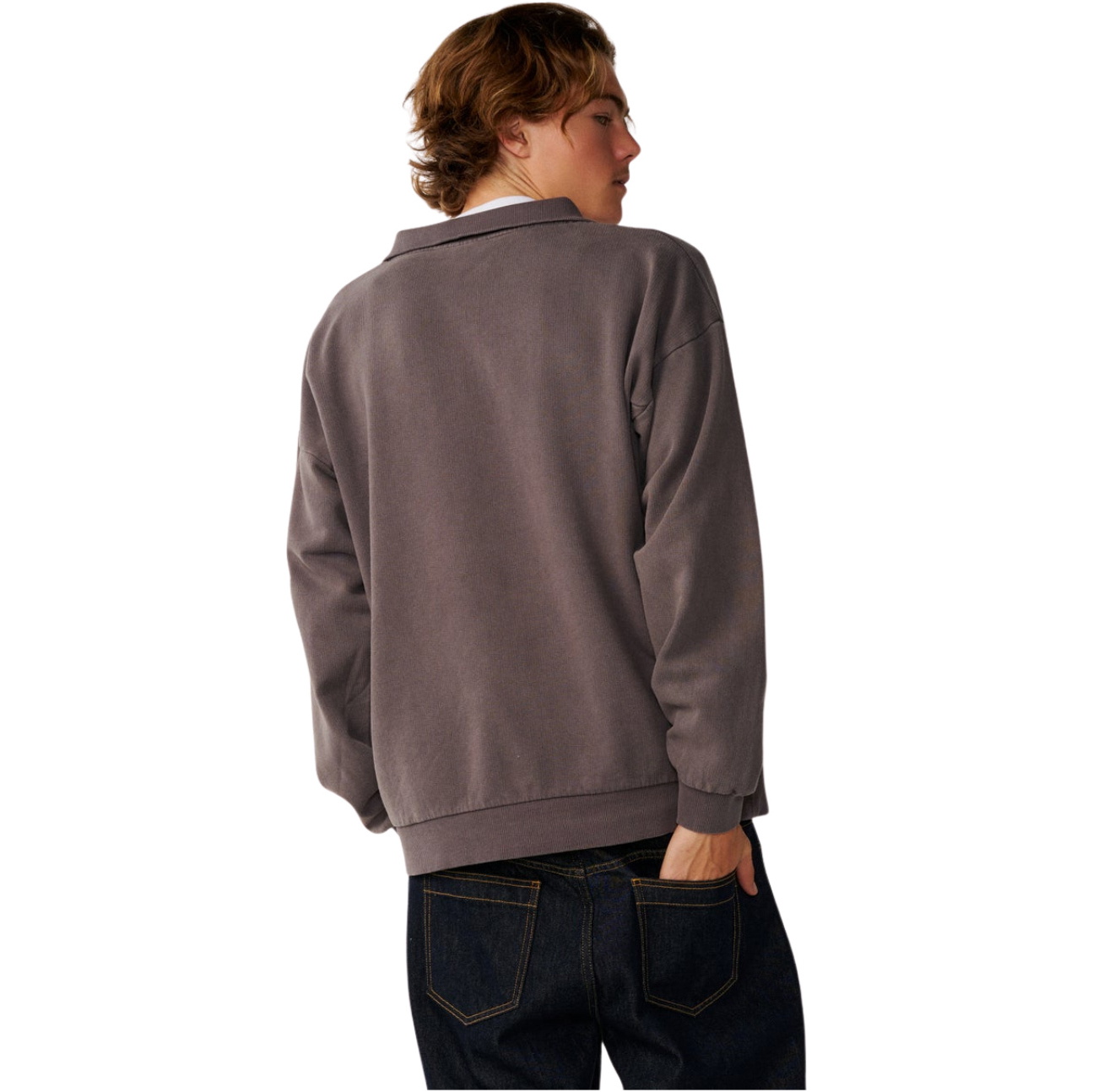 Rip Curl Mens Premium Surf 1/4 Zip Crew 0AOMFL - Deep Mushroom